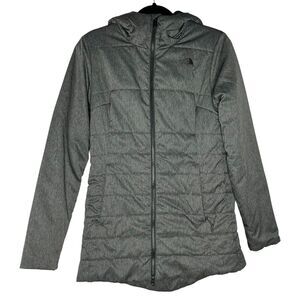 The North Face Women's Size S Puffer Coat Gray Hooded Full Zip